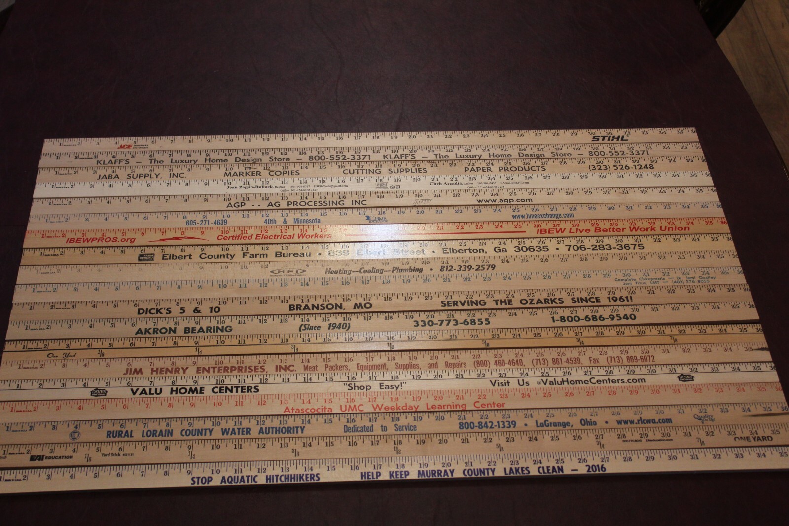19 Yardstick Wood Wooden Ruler Lot Advertising Sign Color Art Craft Hobby