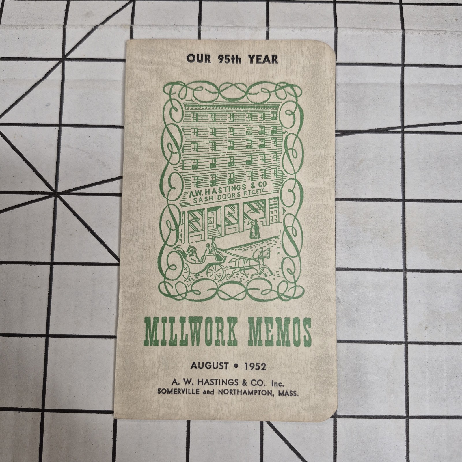 Vintage 1954 Hastings Millwork Memos Pocket Calendar Formica Memo Book