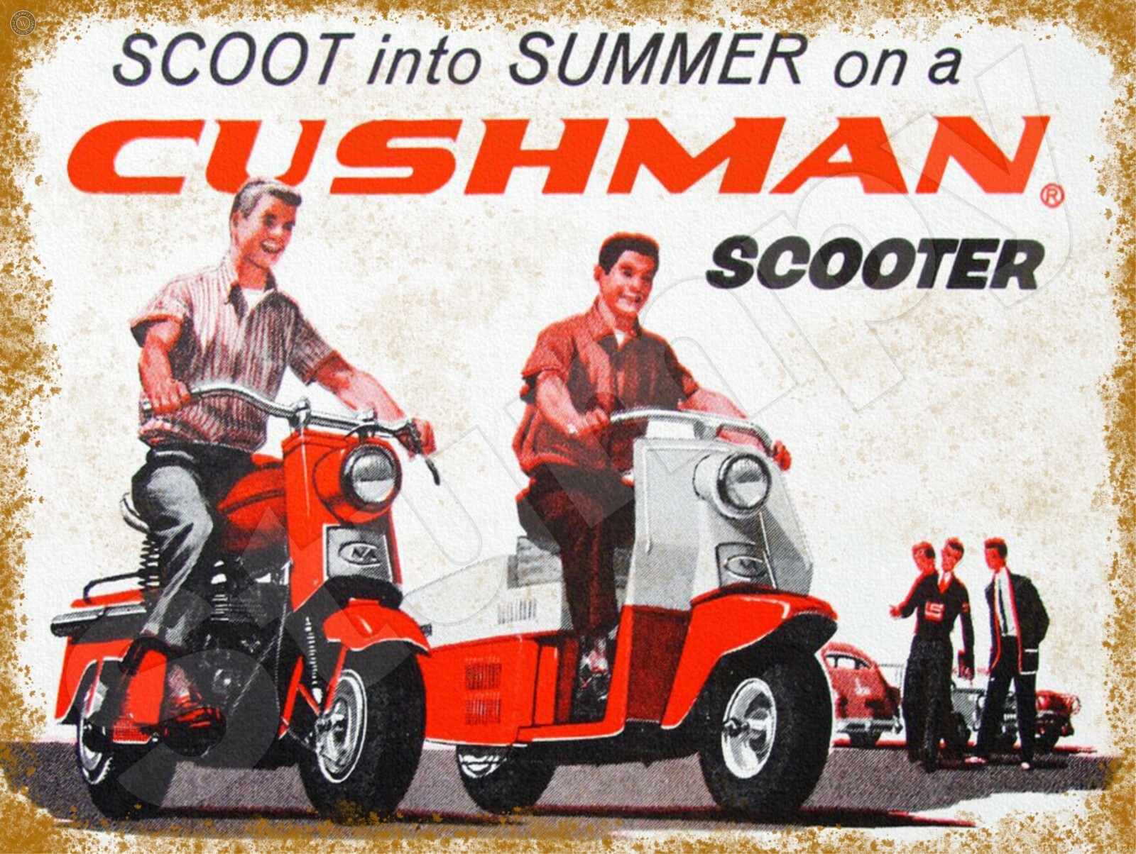 Cushman Scoot into Summer Metal Sign 9″ x 12″