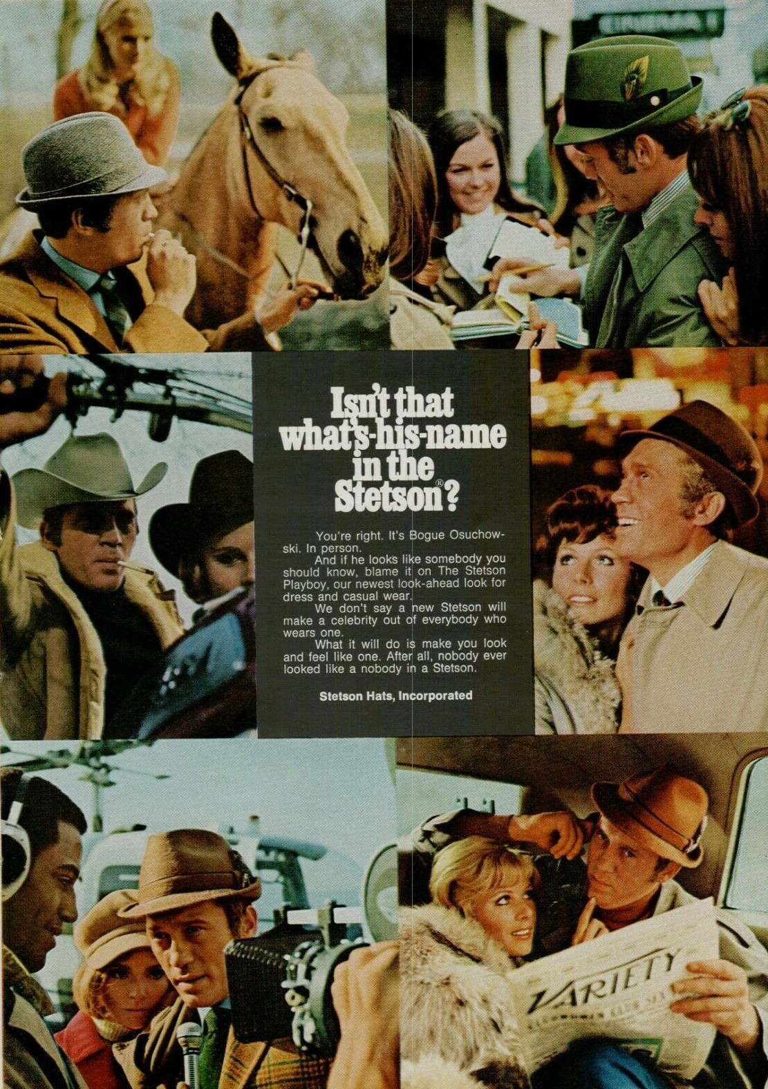 1969 Stetson Hats Steve McQueen Bogue Osuchowski Actor Movies Vintage Print Ad