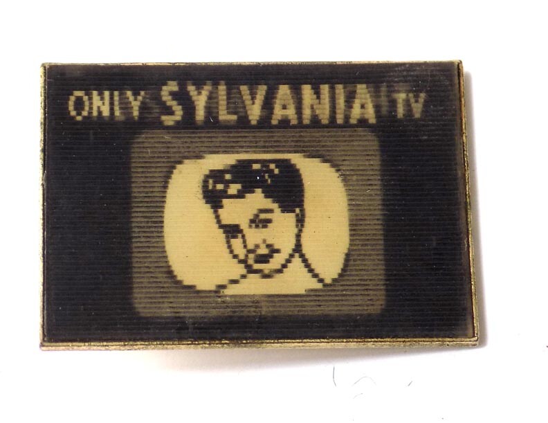 1950’s Flicker Flasher Salesman’s Tie Clip Sylvania TV with Halo Light