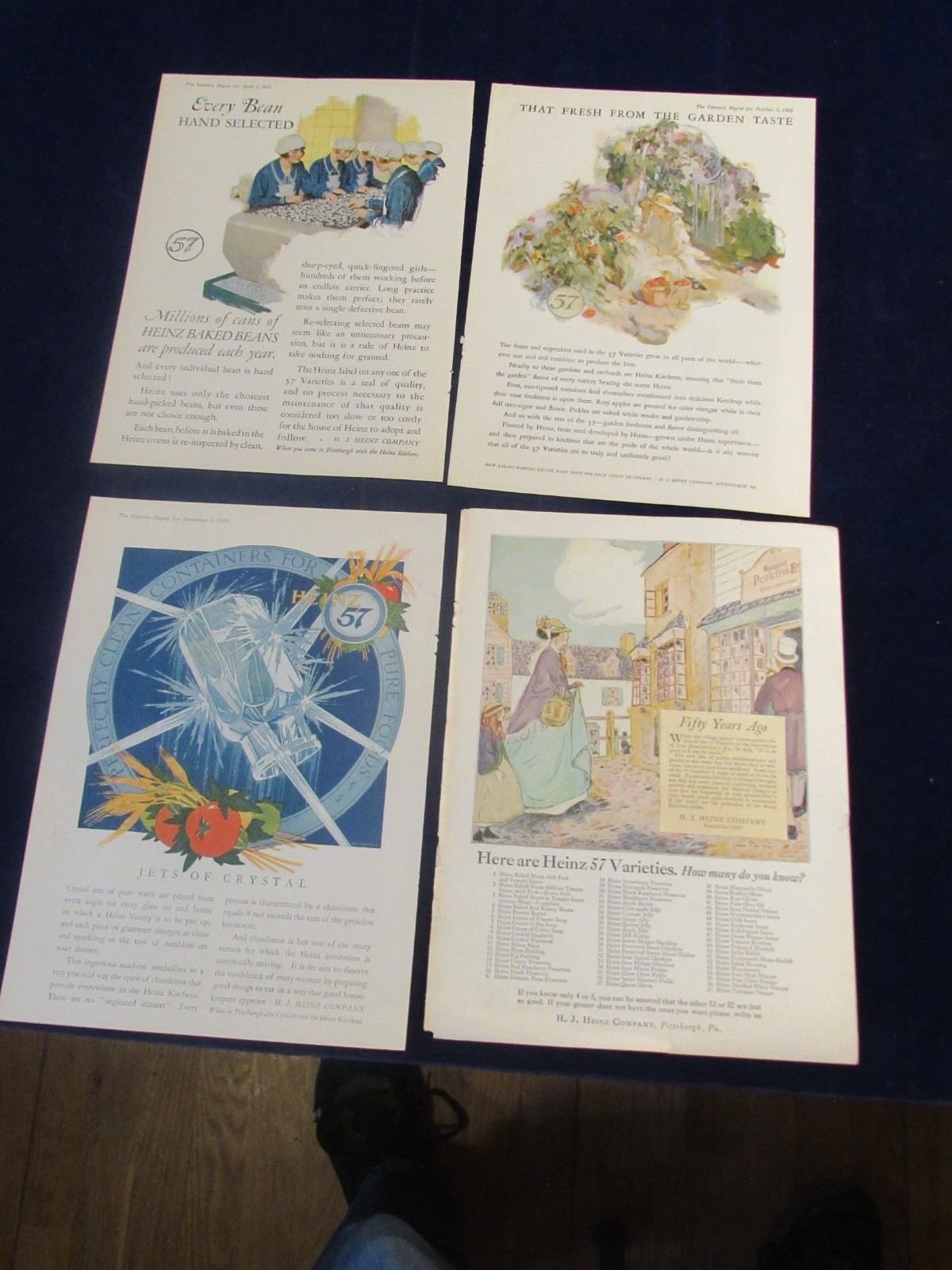 Vintage 1923 & 1925 Heinz 57 Magazine Ad Lot of 4 Beans & Jets of Crystal C278