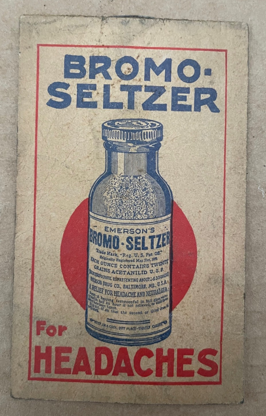 Vintage BROMO-SELTZER For HEADACHES Pocket Notebook HORWITZ DRUG CO Cleveland OH