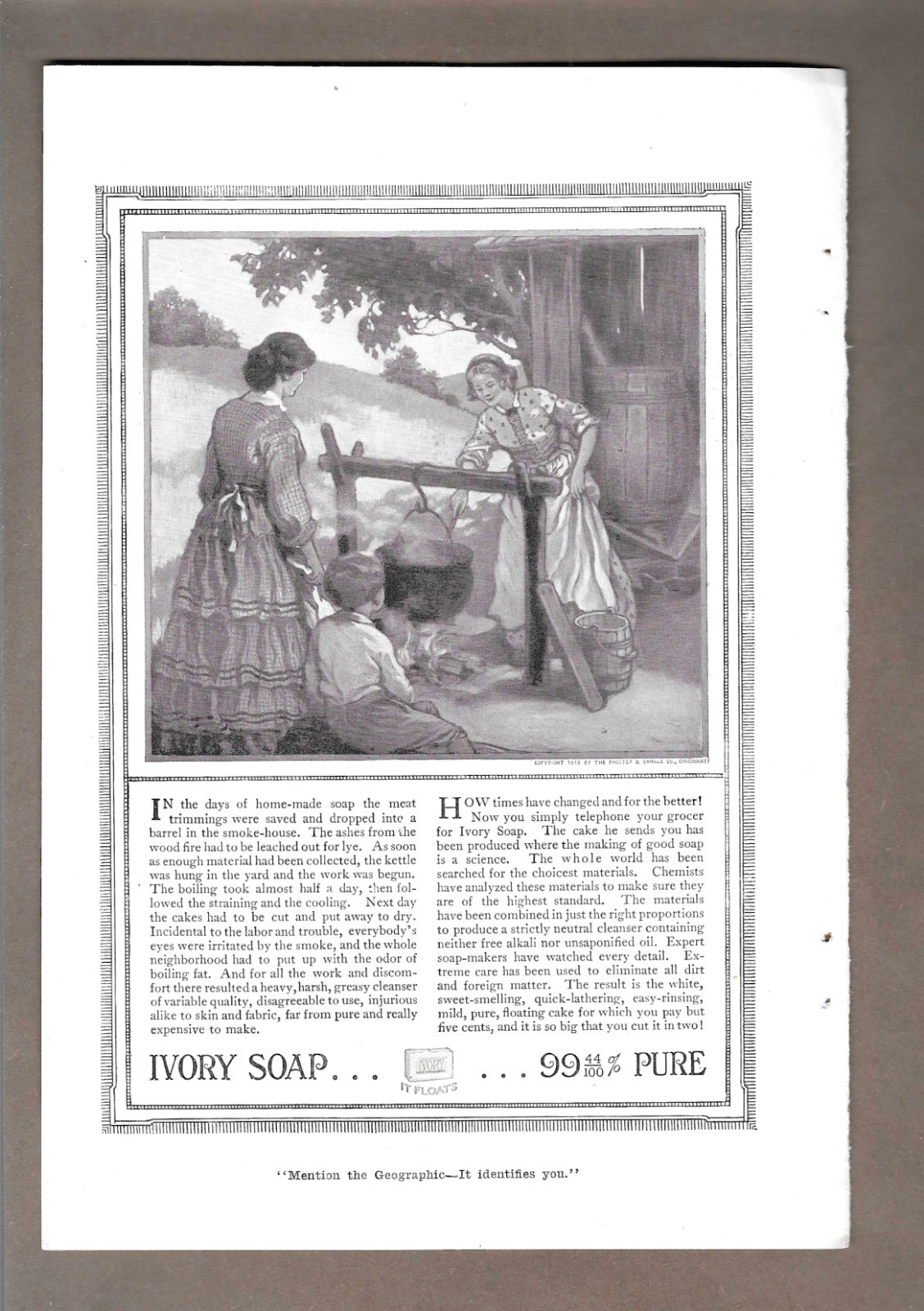1916 Ivory Soap 99 44/100% Pure “It Floats” Vintage Print Advertisement