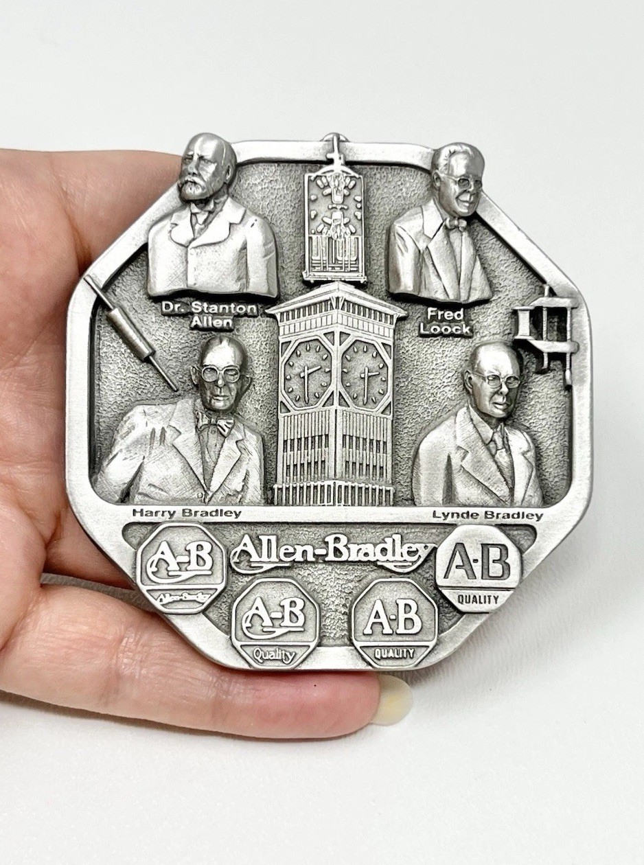 Vintage Lot Allen Bradley Promotional Plaques Pewter? Milwaukee, WI Watch Tower