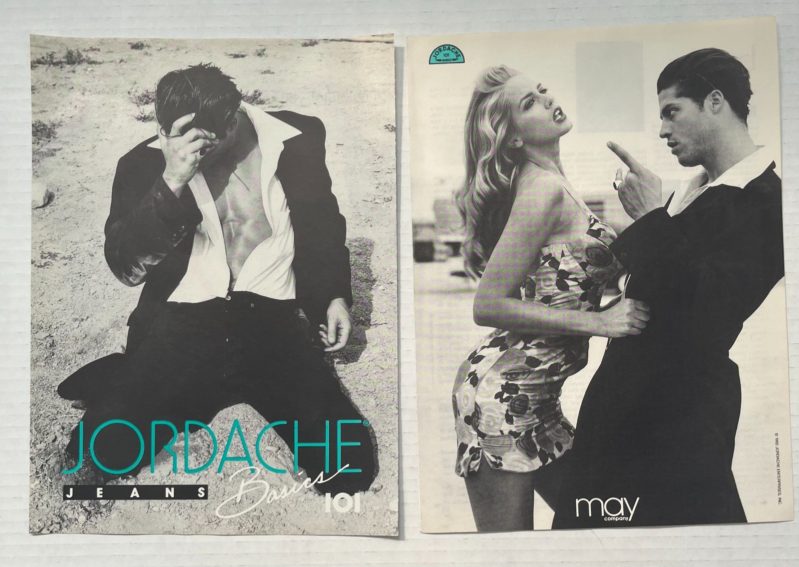 1992 Vtg Black and White Jordache Jeans Basics 101 Magazine Ad -Man /Woman Dress