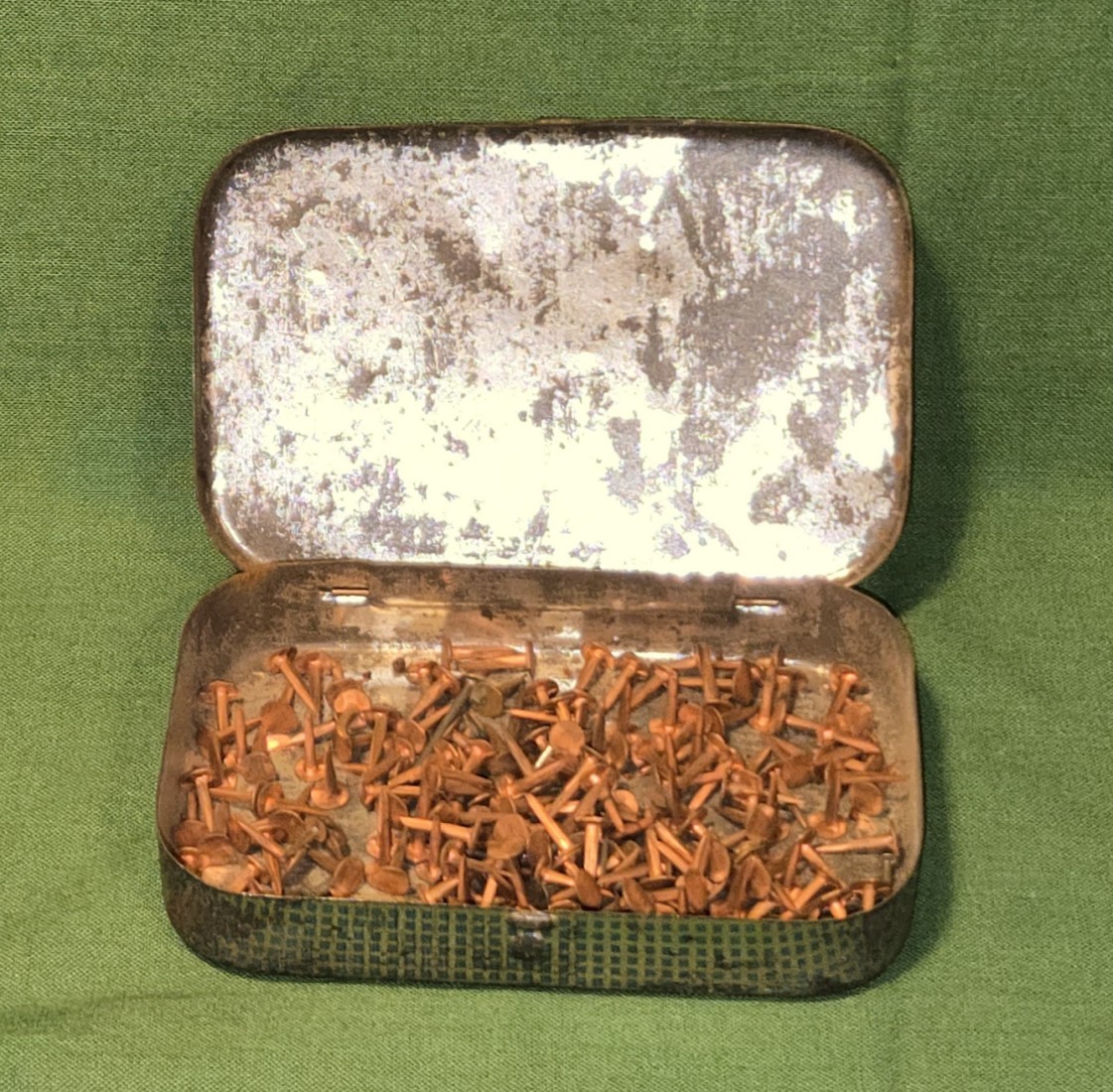 Vintage Tin Mrs McGregor’s Family Nail Box w/Nails American Steel & Wire Co.