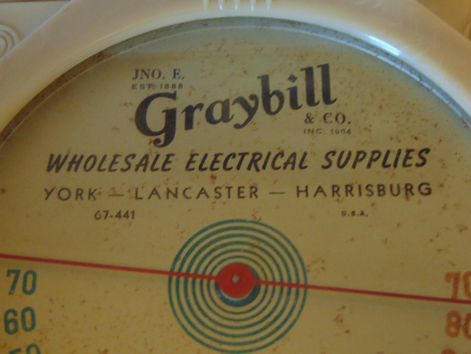 Vtg Adverising Bakelite Graybill & Co. Electrical Supplies Thermometer Works