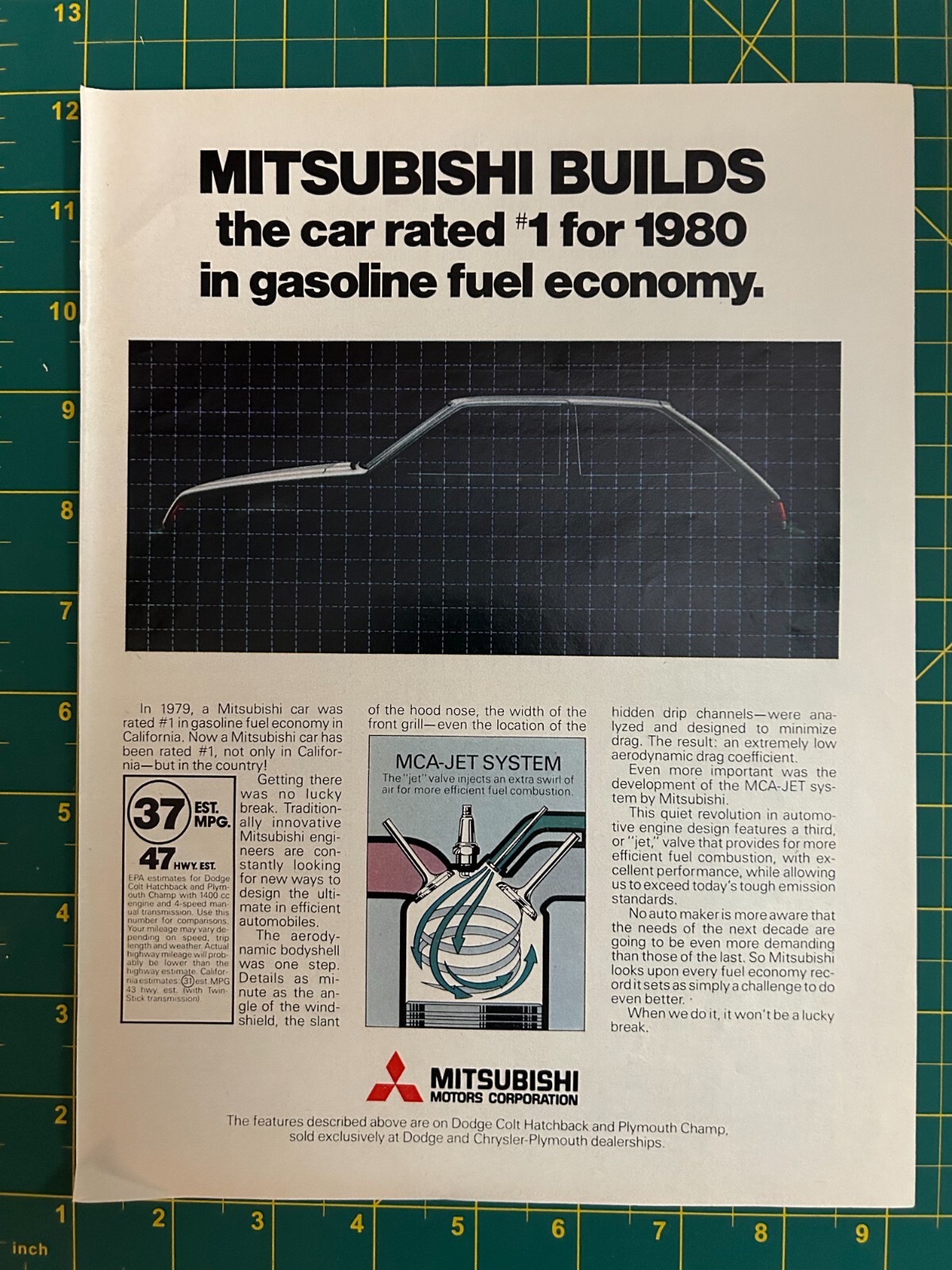 1979 Vintage Mitsubishi Motors Corporation 1980 MCA Jet System Print Ad R1