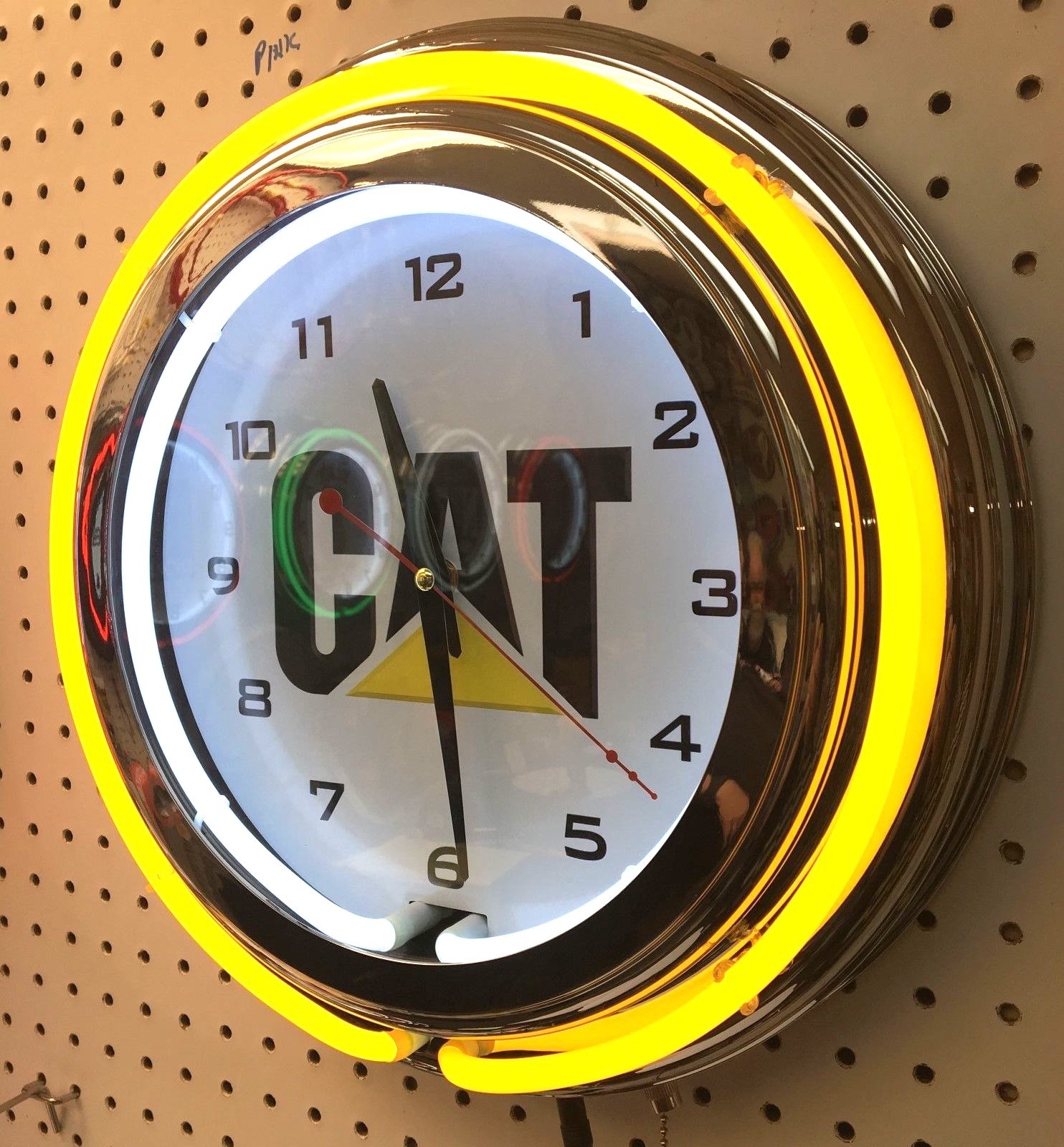 15″ Caterpillar Cat Sign Double Neon Clock