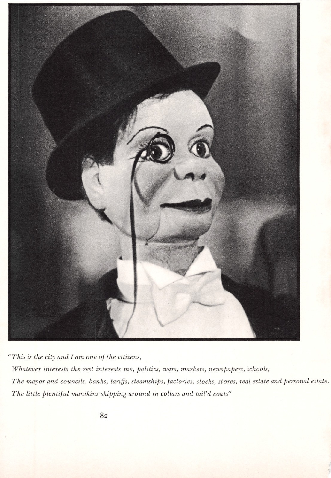 Charlie McCarthy Ventriloquist Dummy Top Hat Monocle 1940 Fortune Magazine Image