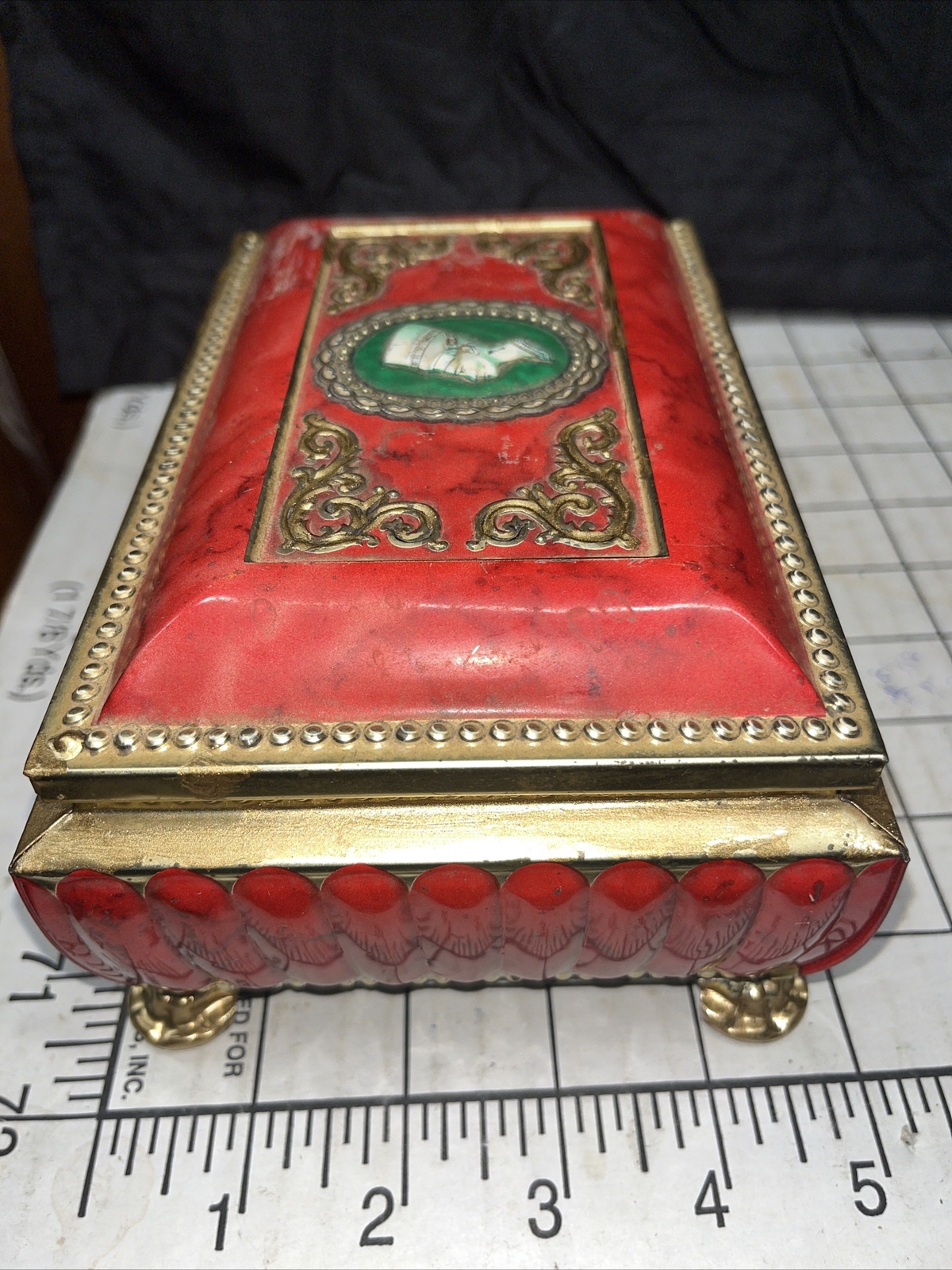Blue Bird Confectionery Harry Vincent Limited Red & Gold Hinged Tin Box England