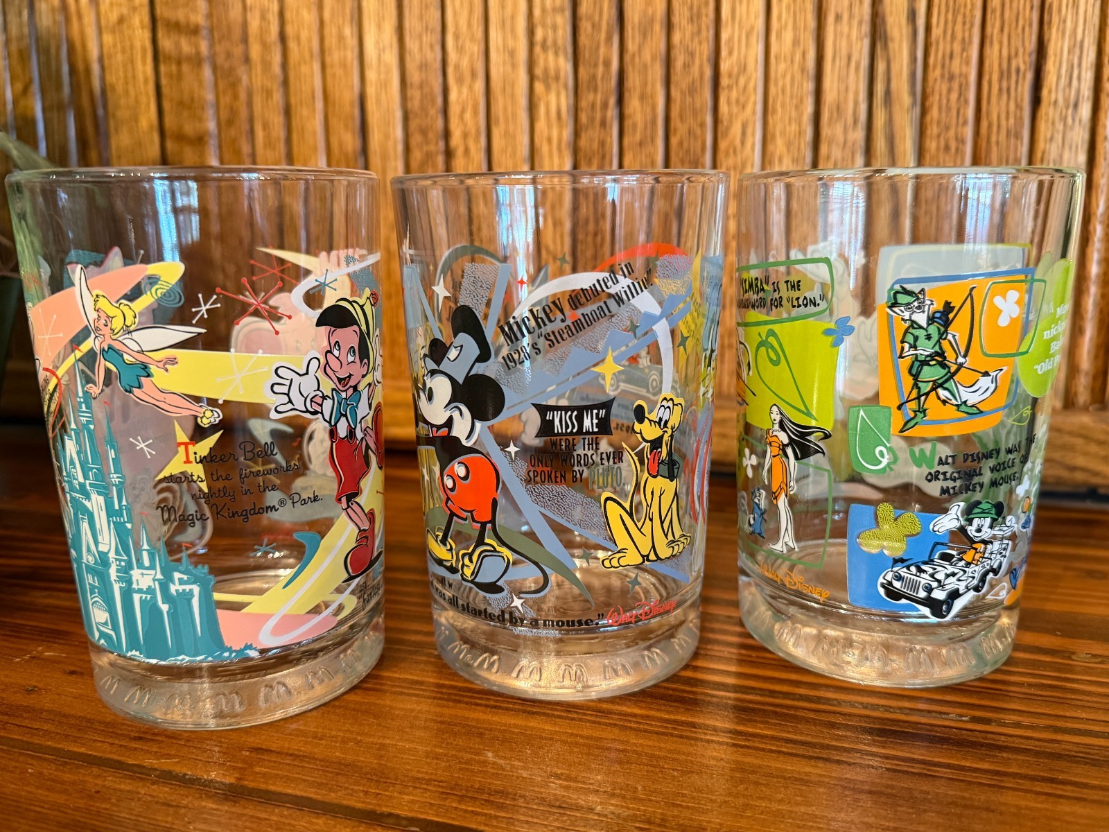 Disney McDonalds 2000 Collector Glass Set of 3 Walt Disney World Tumblers