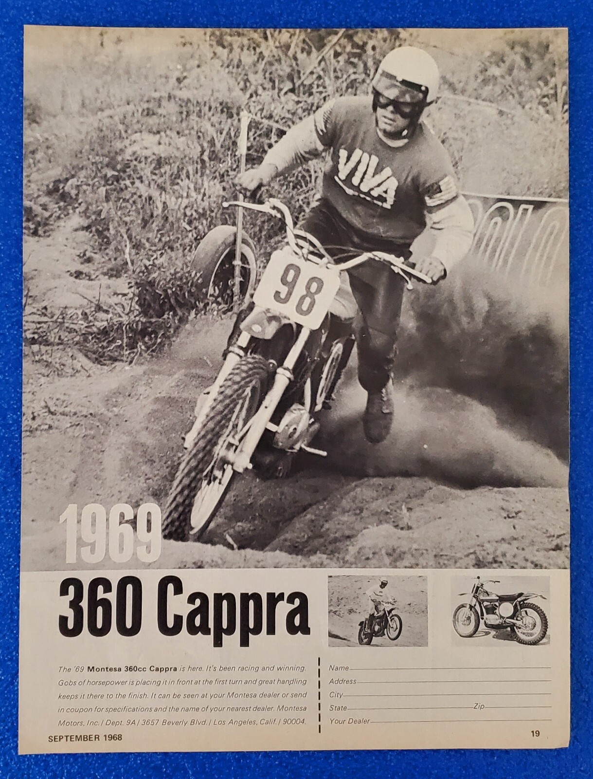 1968 MONTESA OF SPAIN MOTORCYCLE PRINT AD 360cc CAPPRA “GOBS OF HORSEPOWER”