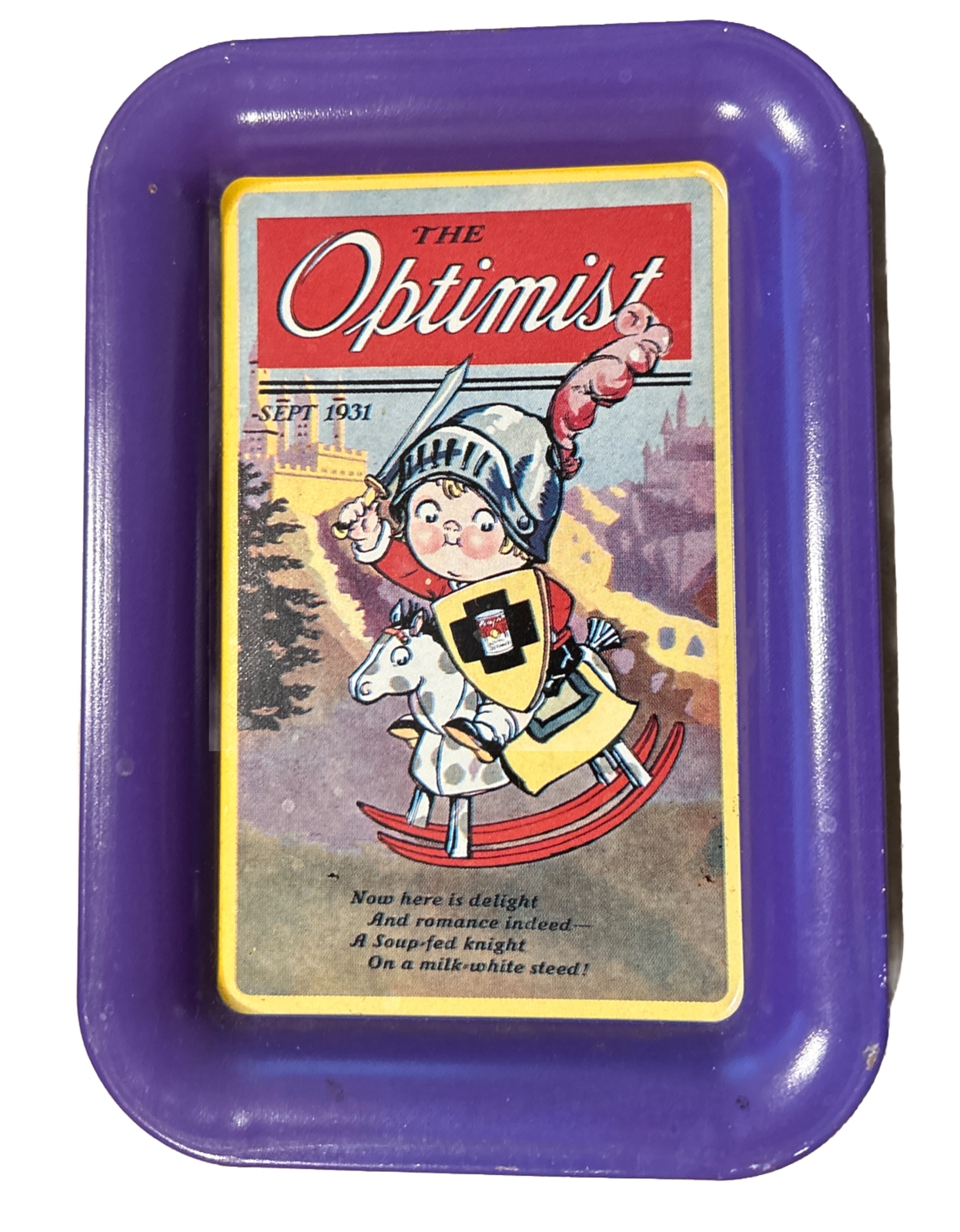 Vintage 1997 Cambell’s Kids Tin Serving Tray – Optimist Purple