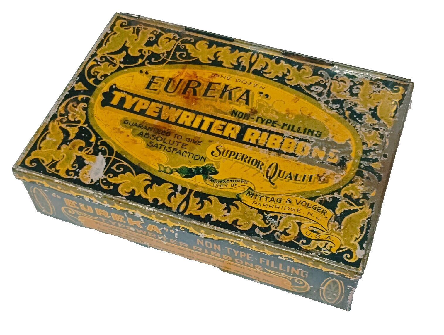 1900’sVintage Old Antique Rare Eureka Typewrite Ribbons Litho. Print Tin Box USA