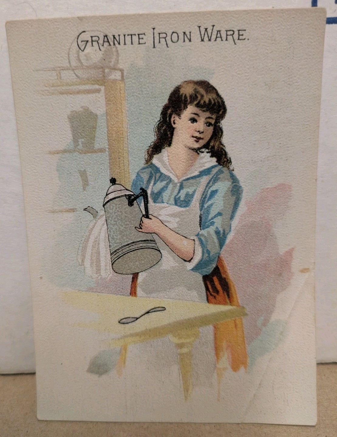 Victorian Trade Card Granite Iron Ware O. M. Scott & Bro Marysville OH Coffeepot