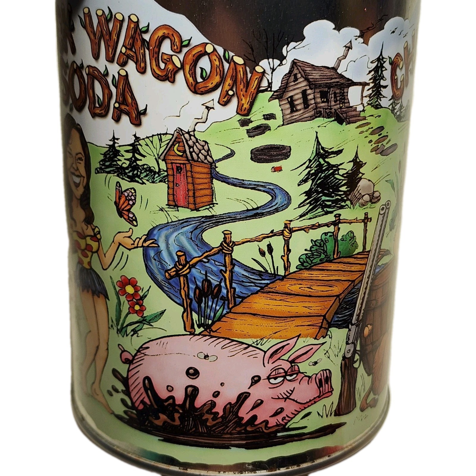 Chuck Wagon Soda Tin Mug Cup Rustic Country Hillbilly Novelty 5.25″ Tall Vintage