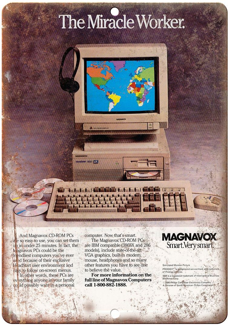 Magnavox Cd-Rom PC Computer Ad Vintage Reproduction Metal Sign D90