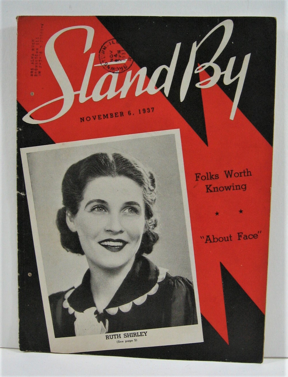 1937 Stand By Magazine Ruth Shirley Cover WLS Radio Prairie Farmer Chicago