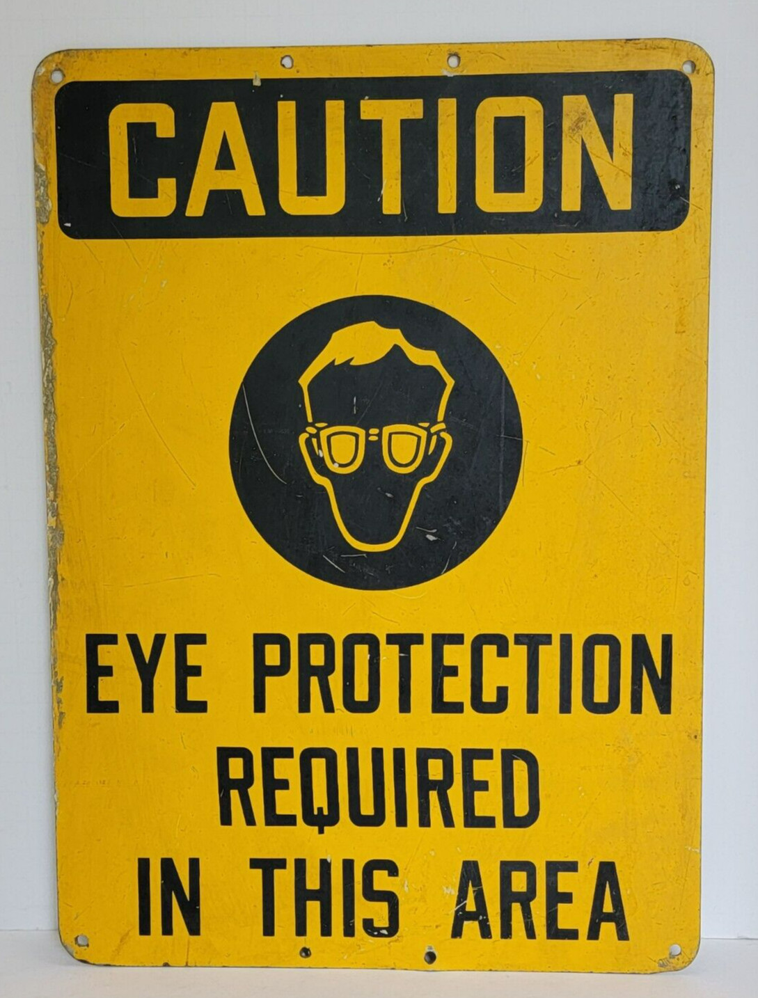 Original Sign Caution Eye Protection Required in the area 14” x 10”