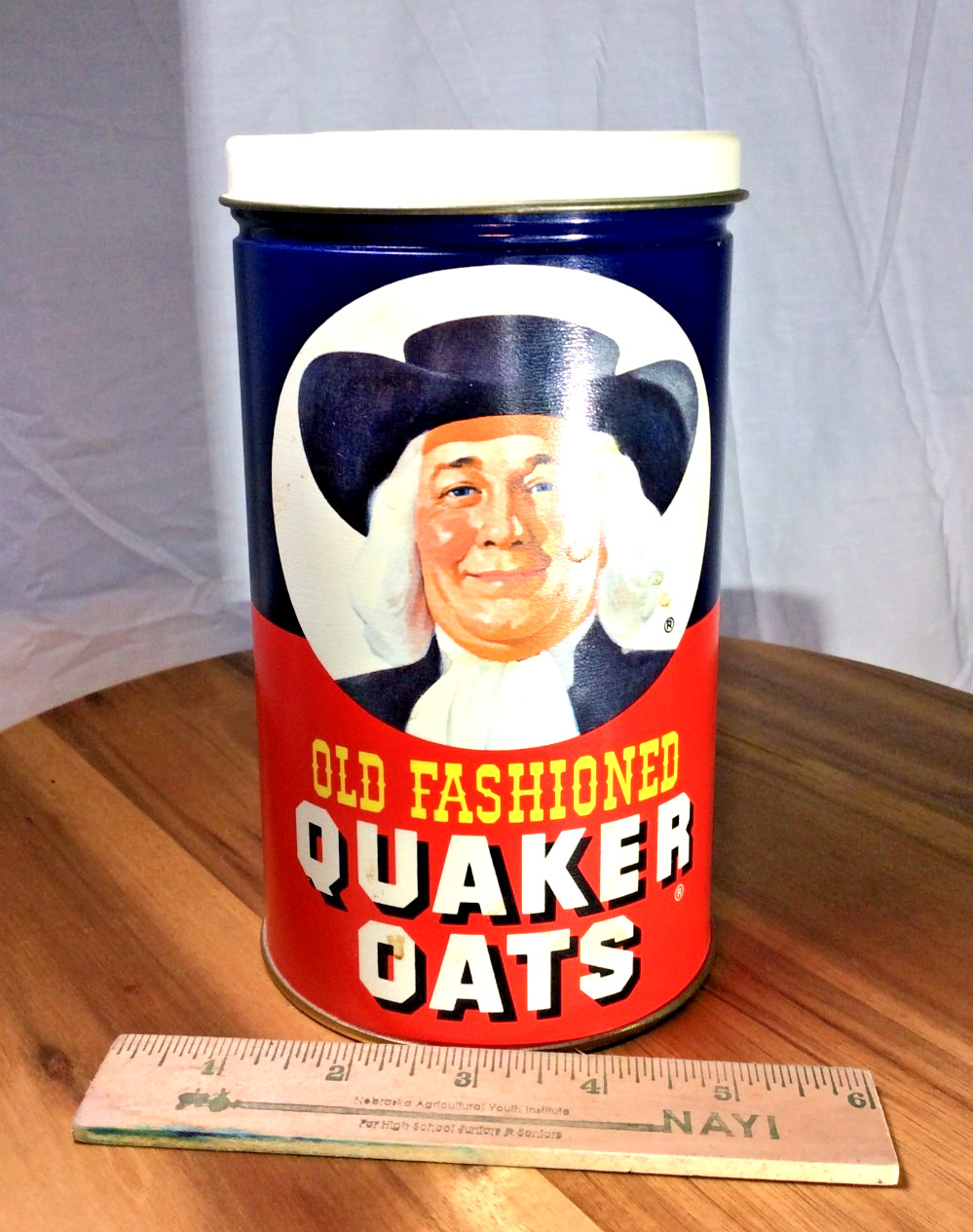 Vintage Quaker Oats Tin 1982 Limited Edition Metal Canister w Lid
