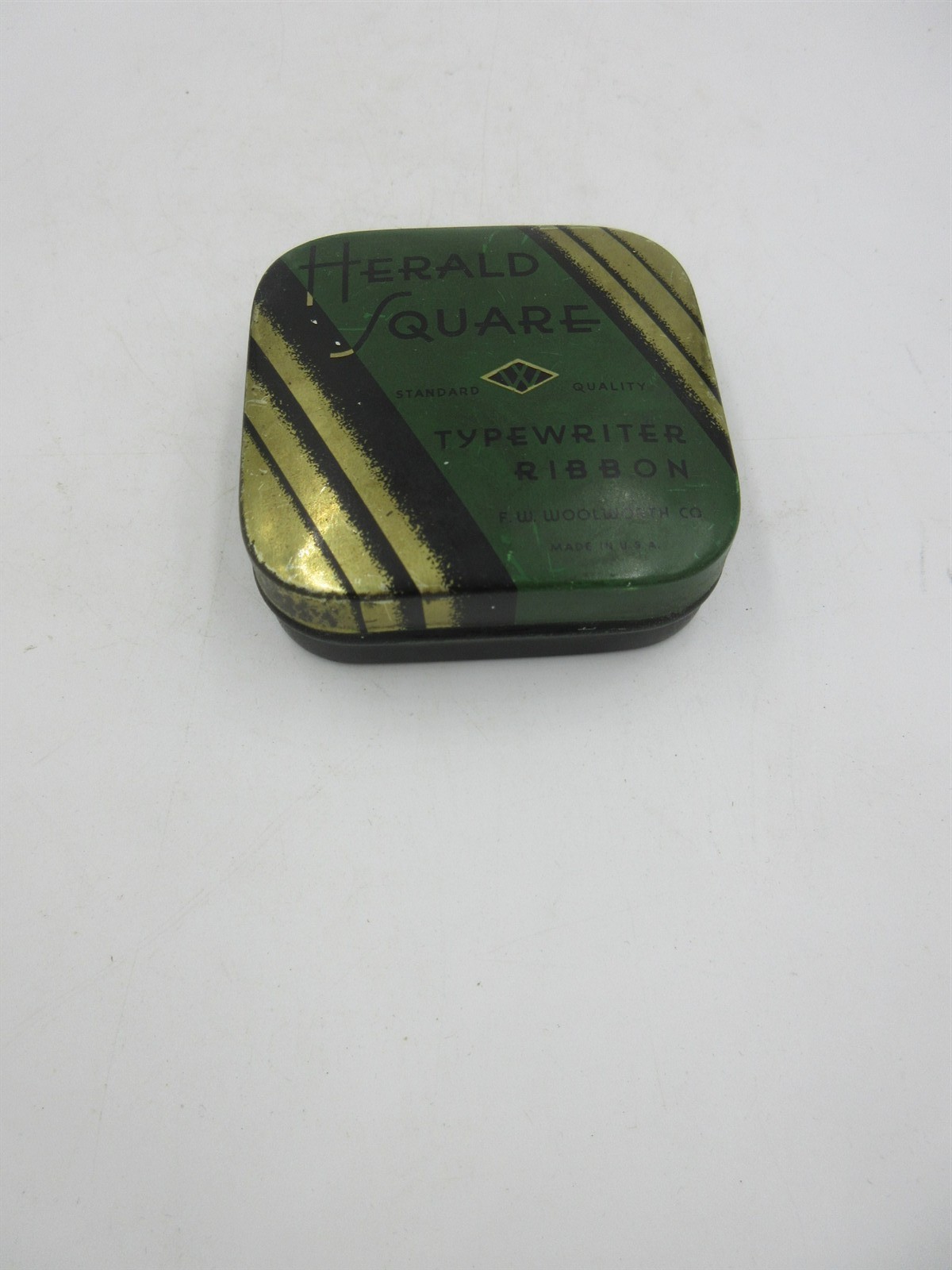 Herald Square Typewriter Tin Vintage Art Deco F.W. Woolworth RARE Green