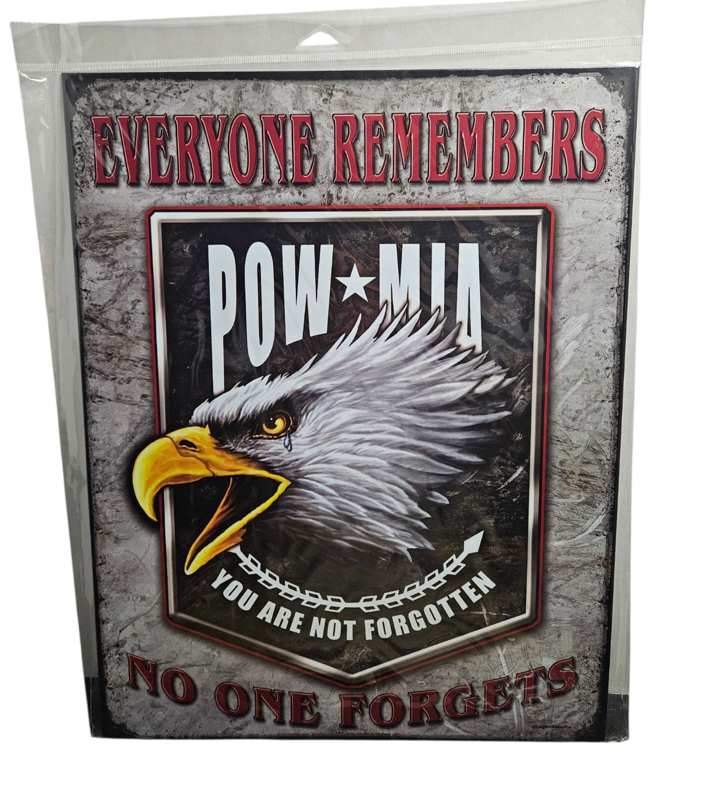 POW MIA Eagle Metal Wall Sign Plaque Patriotic Military Decor 16×12.5 New