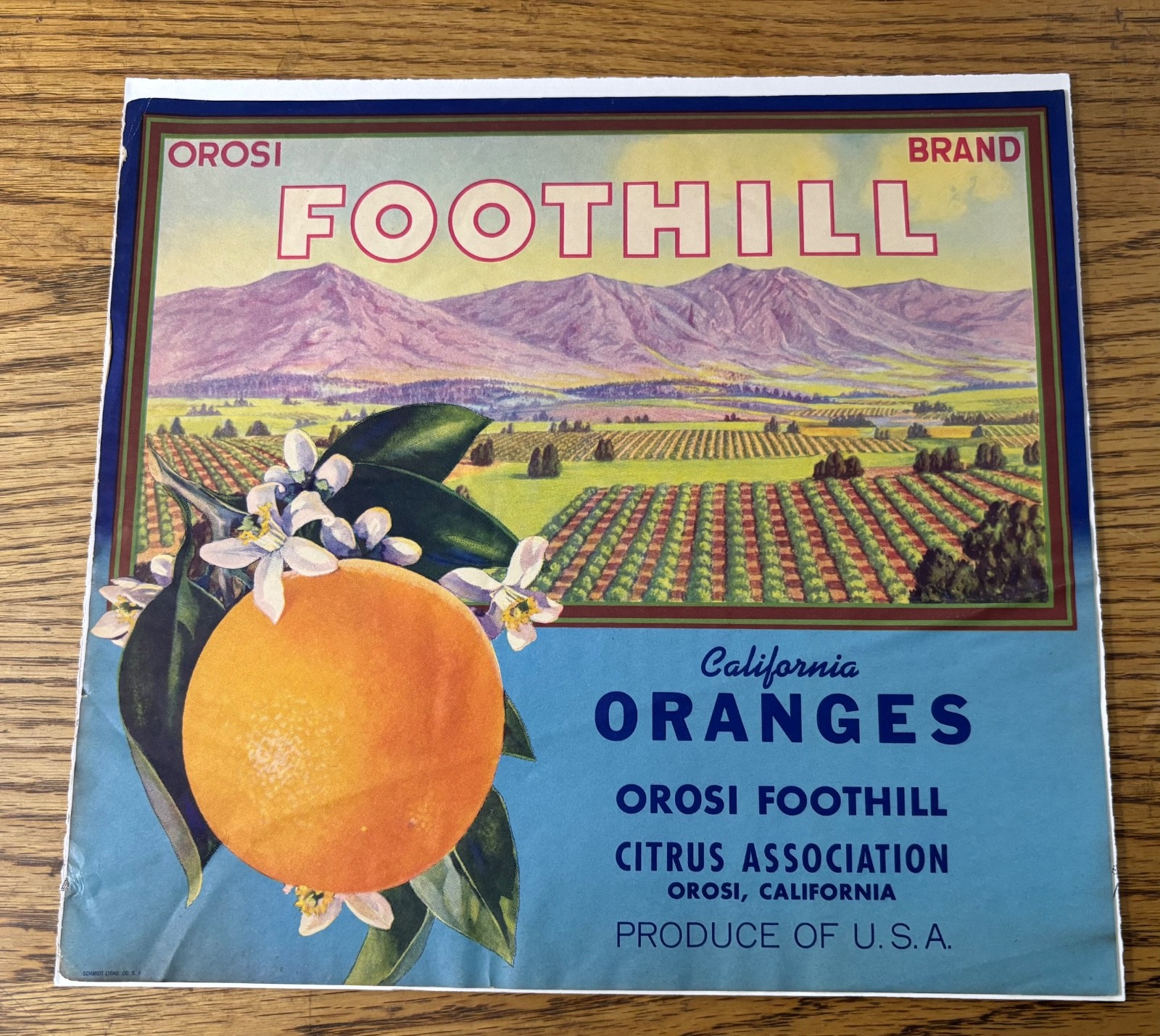 foothill crate label, Orosi California