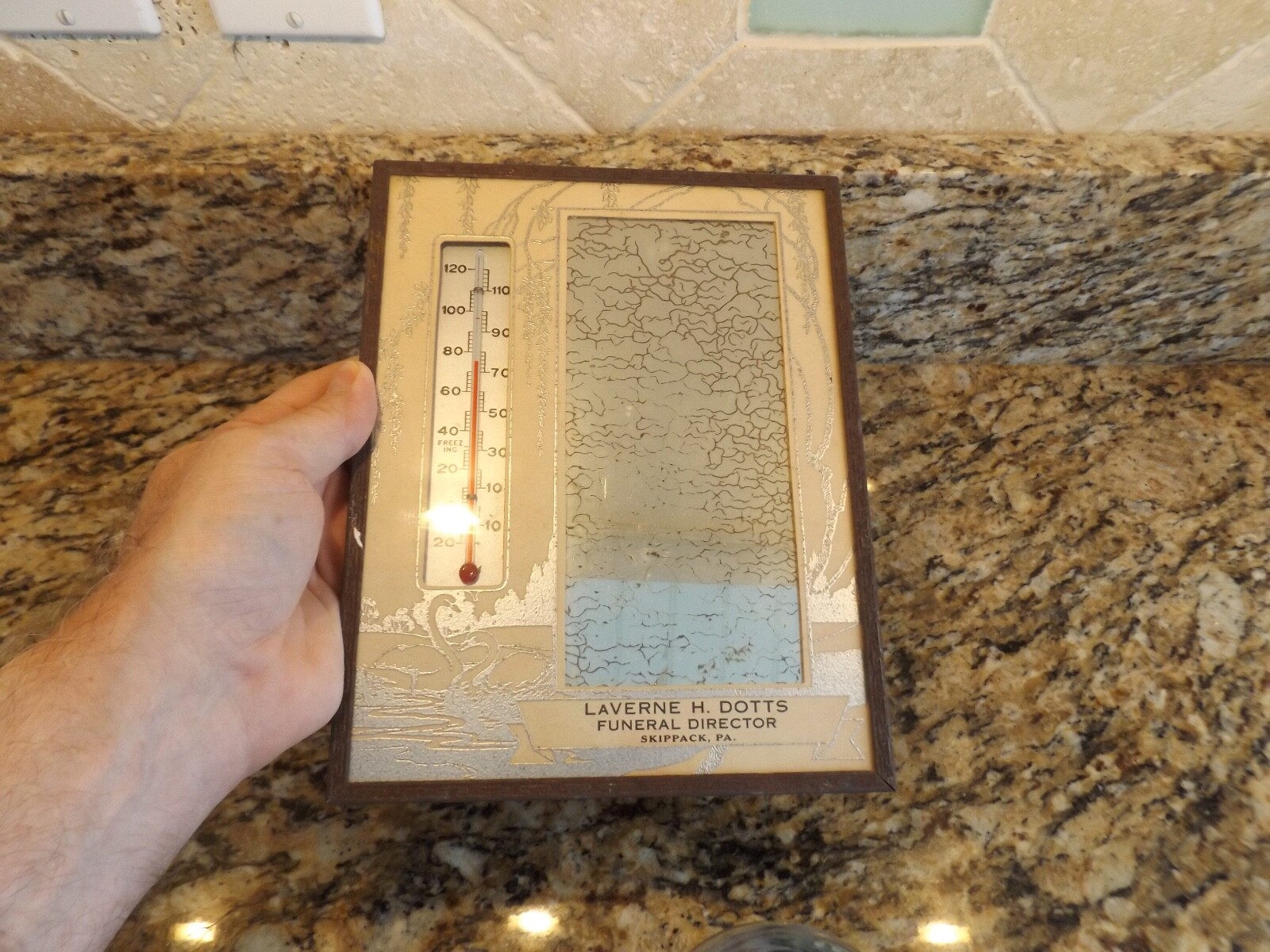 VINTAGE LAVERNE H. DOTTS FUNERAL HOME SKIPPACK PA Advertising Thermometer