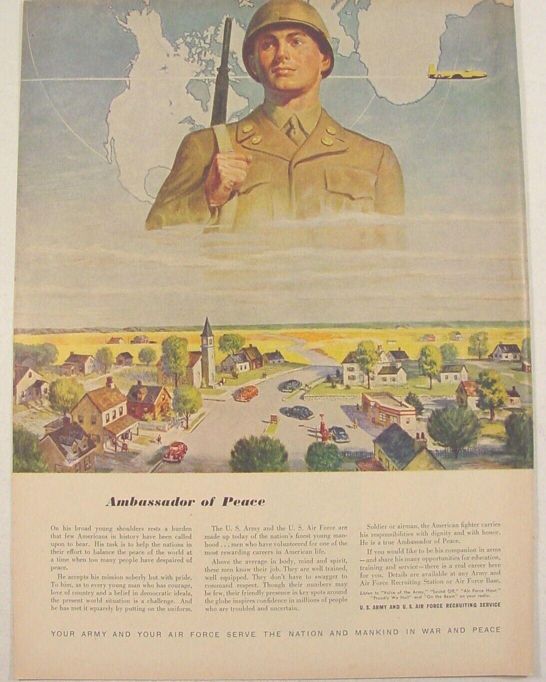 1948 U.S. Army & Air Force Recruiting AMBASSADOR of PEACE Print Ad SOLDIER