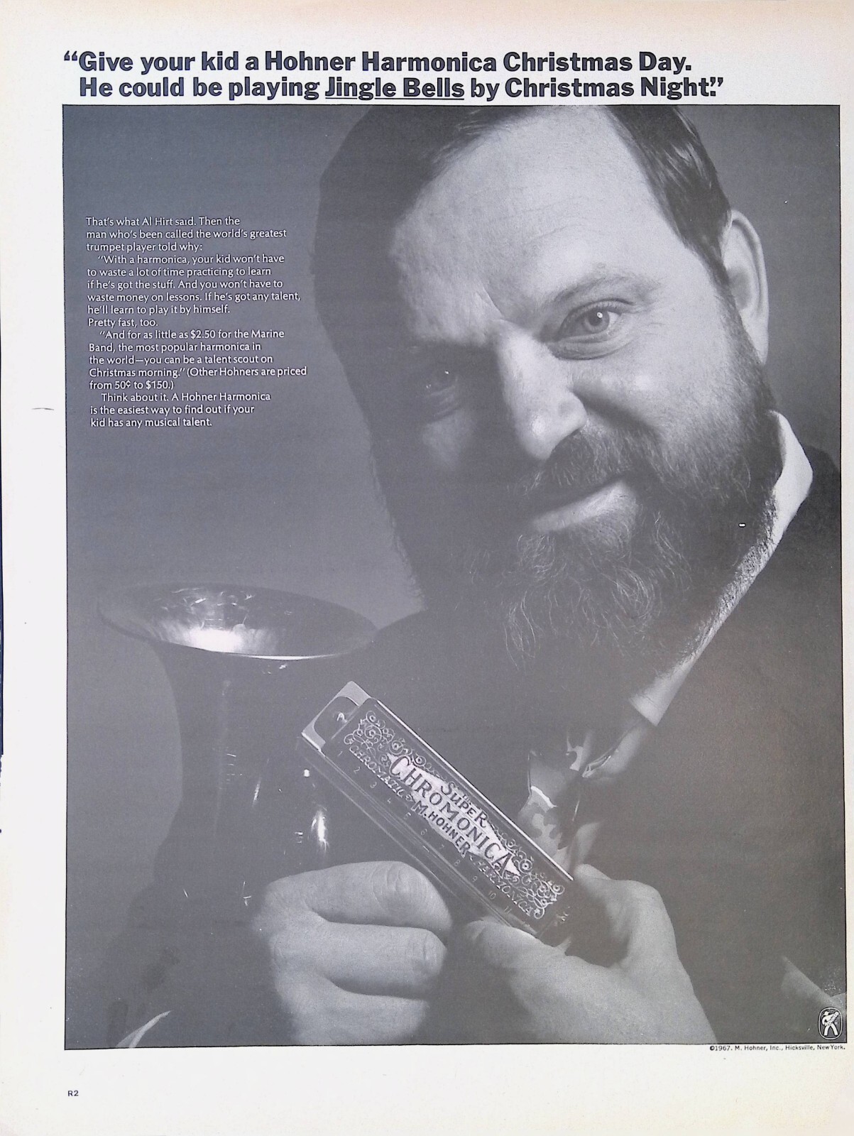 Print Ad 1960’s Al Hirt Trumpet Harmonica Super Chromonica Hohner Marine Band