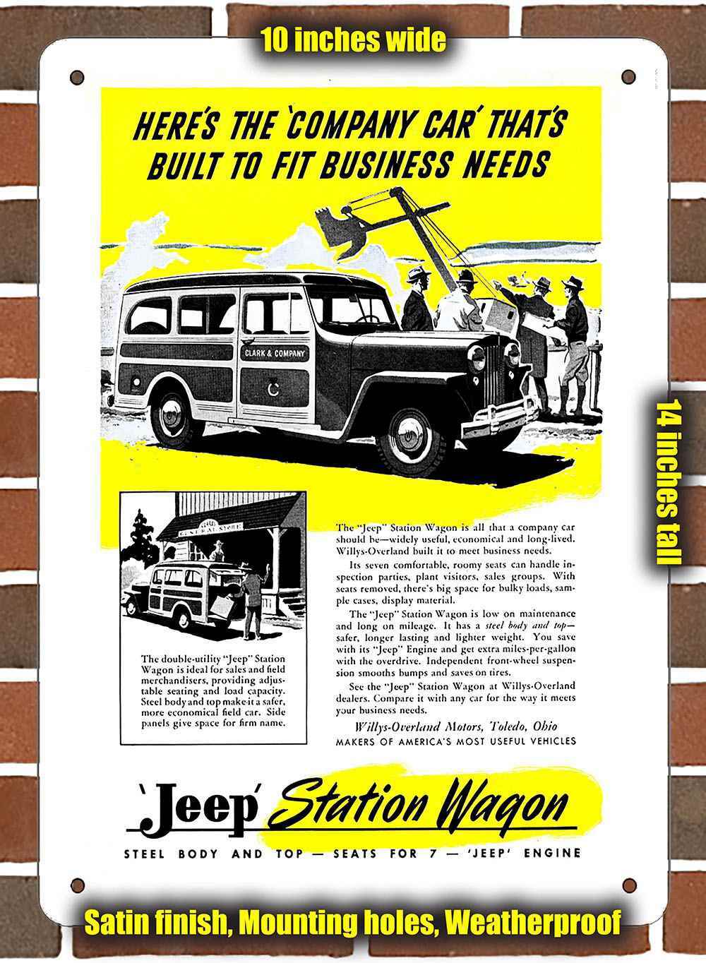Metal Sign – 1947 Willys Jeep _2- 10×14 inches