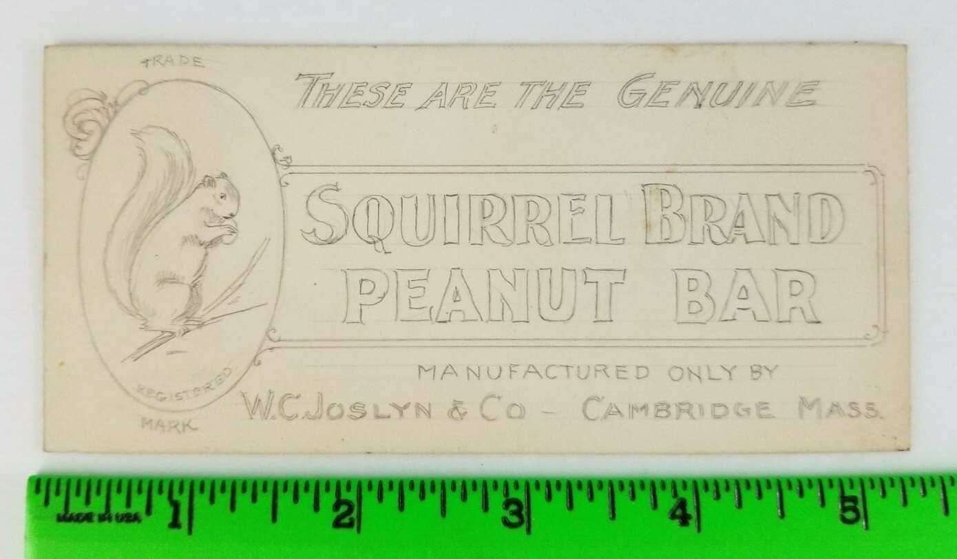 Vintage 1880’s Original Artwork Squirrel Brand Peanut Bar Business Card