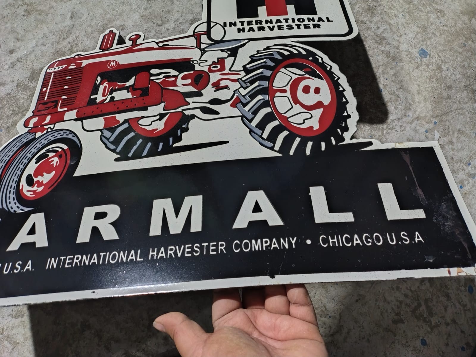 Porcelain Farmall International Harvester Enamel Sign Size 20″ x 20″ Inches