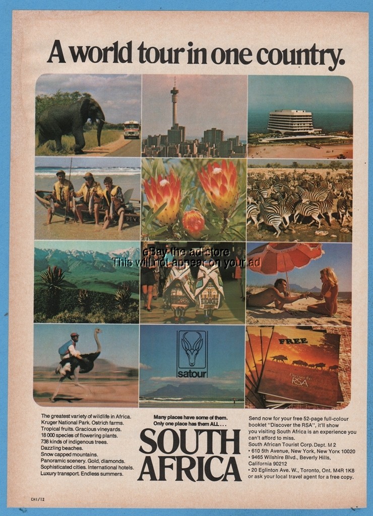 1976 South Africa travel A world tour in one country Kruger National Park ad