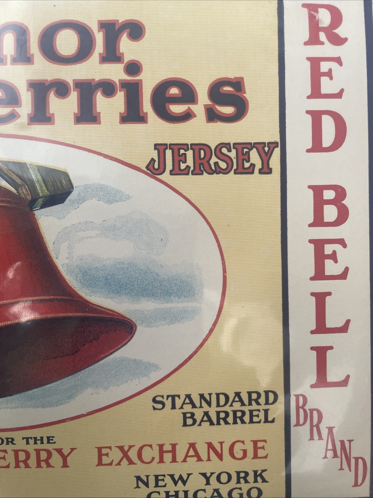 Eatmor Cranberries, New Jersey Fruit Crate Label Red Bell Brand