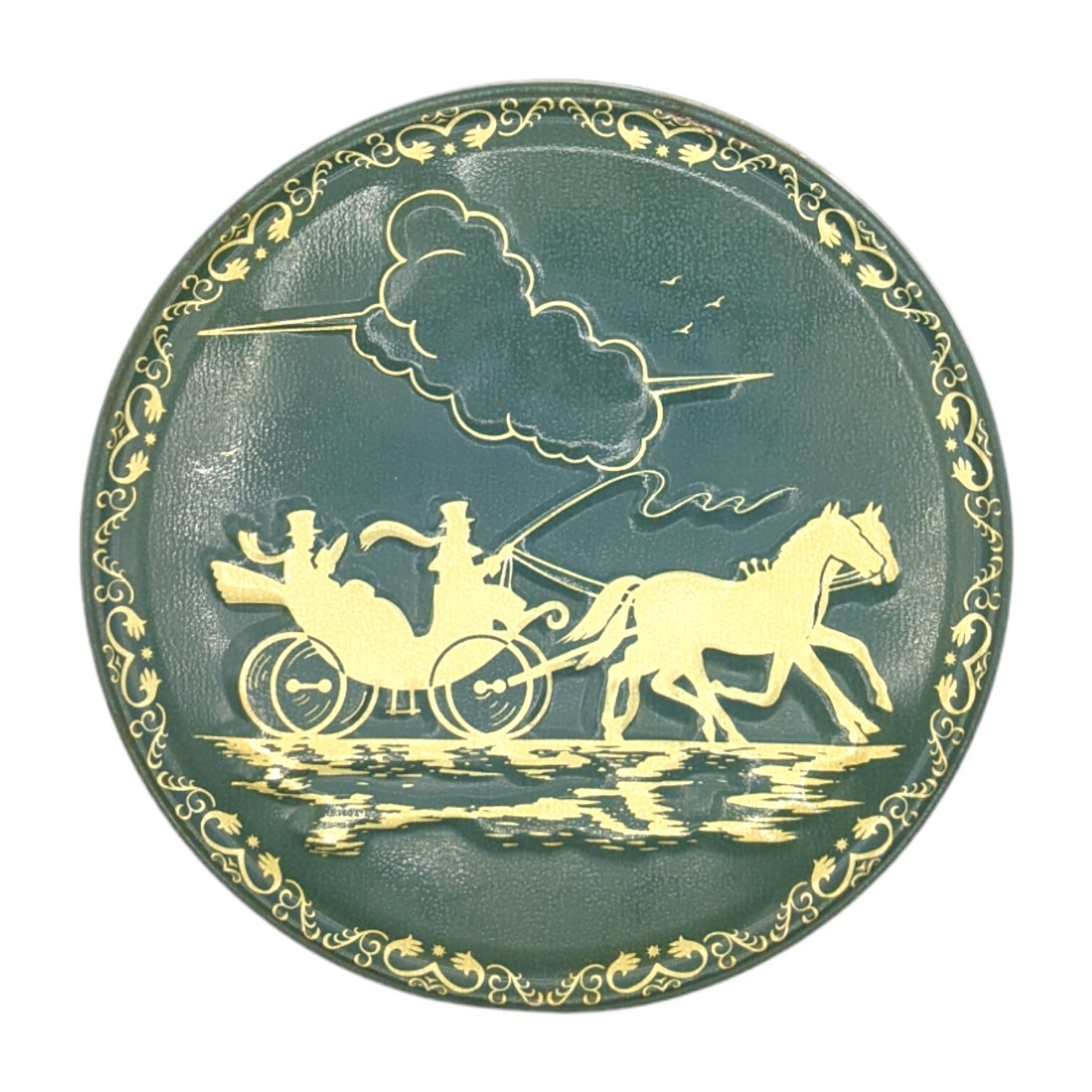 Vintage Embossed HorseDrawn Carriage Shirley Jean Fruitcake Tin Capitol Cake Co