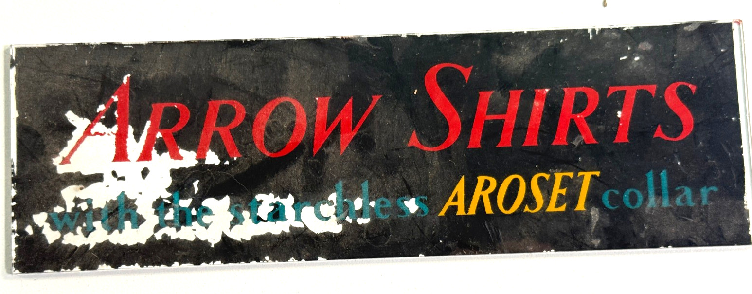 vtg Arrow Shirts with AROSET collar Glass Store Advertising sign