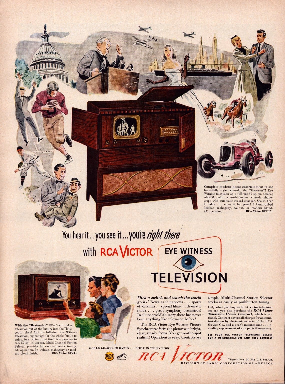 RCA Victor Life Magazine Ad Print Eye Witness Television 1949 Post-War