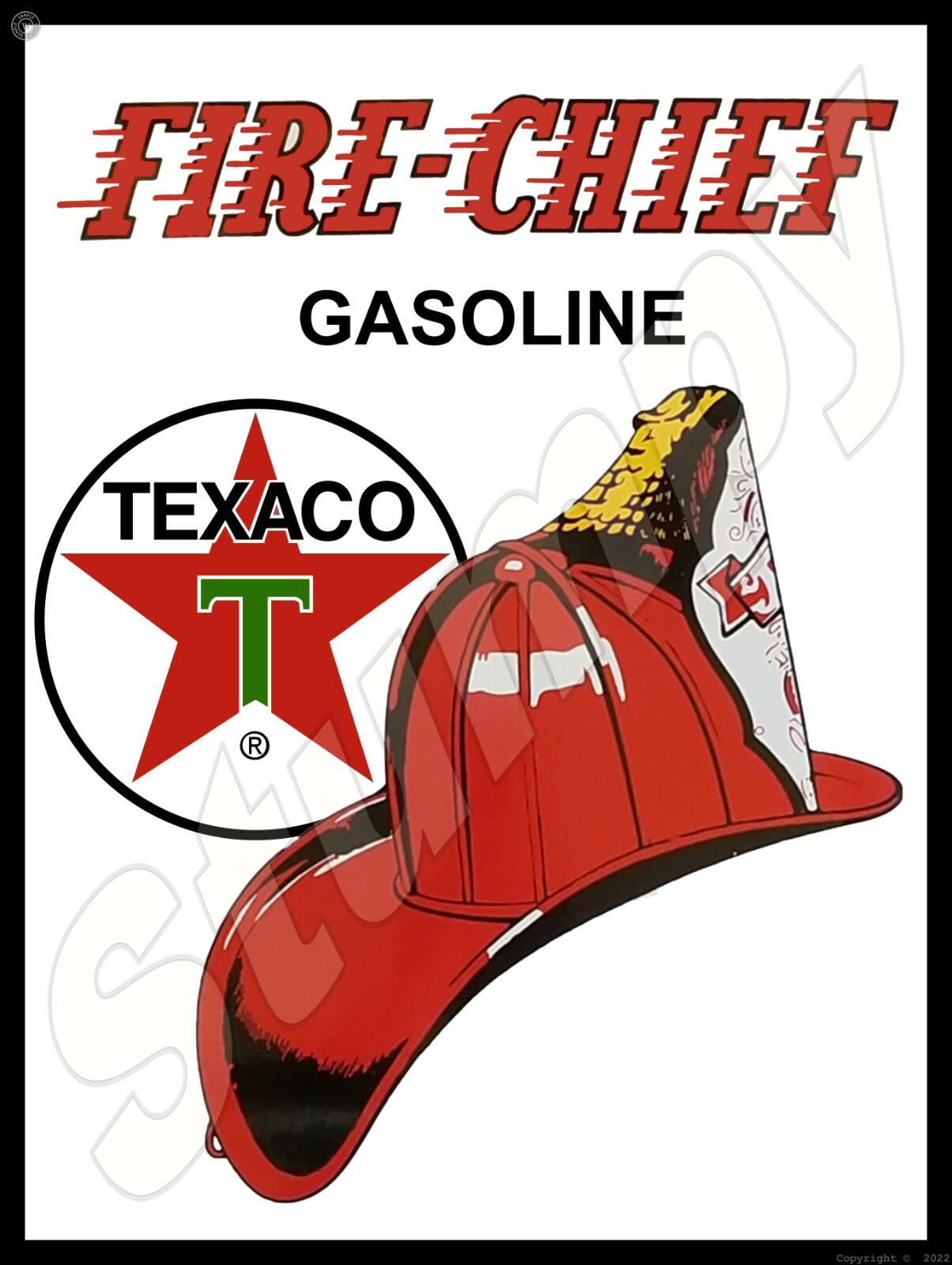 Texaco Fire Chief Gasoline Metal Sign 9″ x 12″