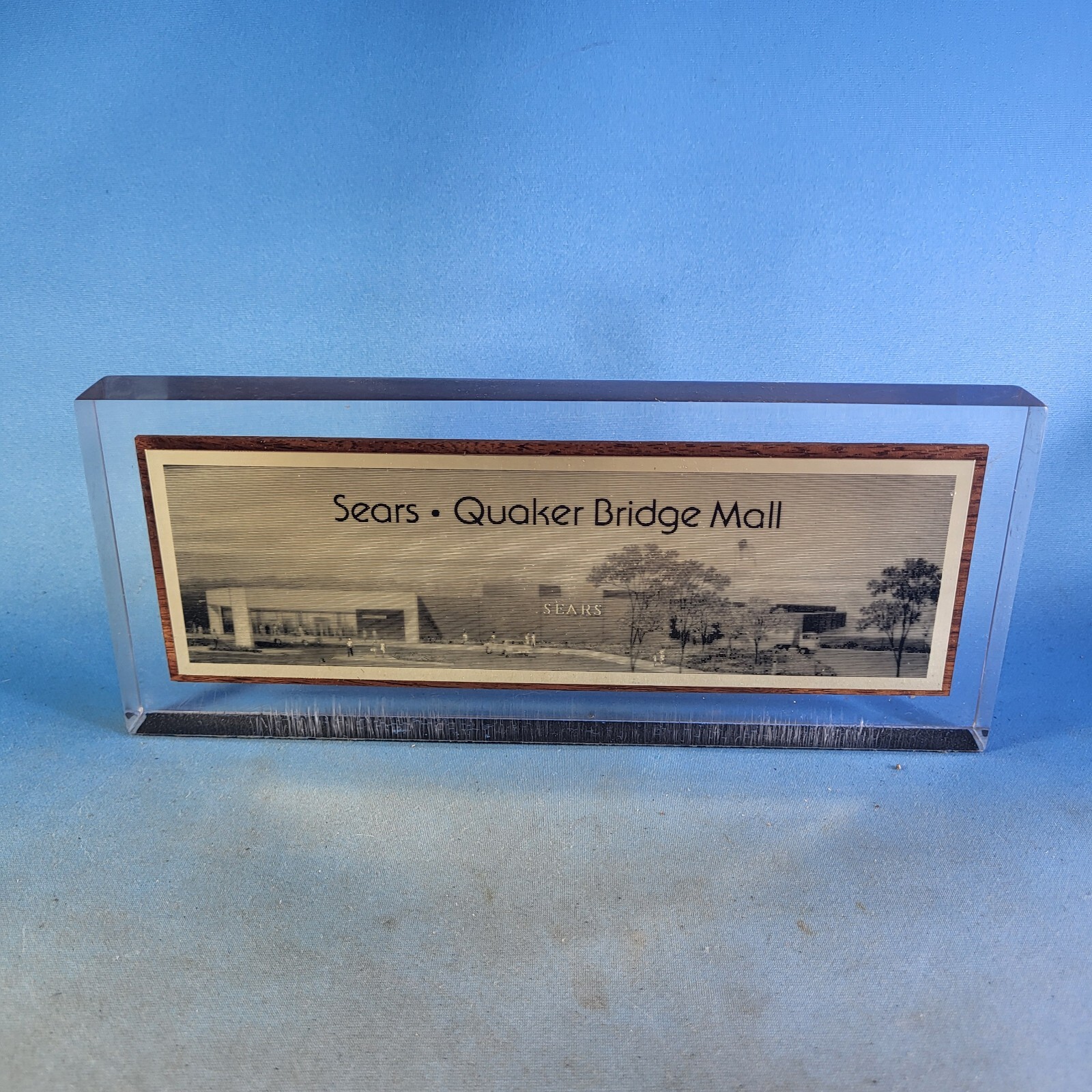 Rare Vintage Sears Quaker Bridge Mall Sign Resin Paperweight Desk Cool Unusual