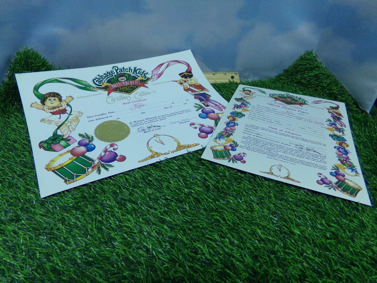 XAVIER ROBERTS CABBAGE PATCH SCULPTURE XMAS ED ADOPT/BIRTH CERT PIC 1