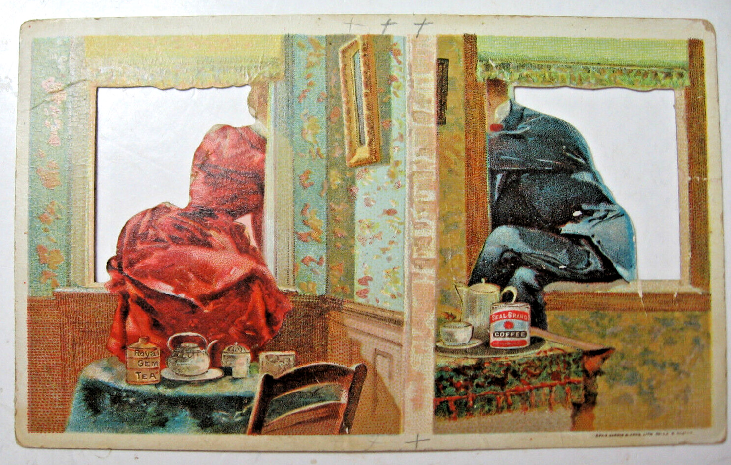 1880’s era Seal Brand Coffee & Royal Gem Tea Die Cut Trade Card
