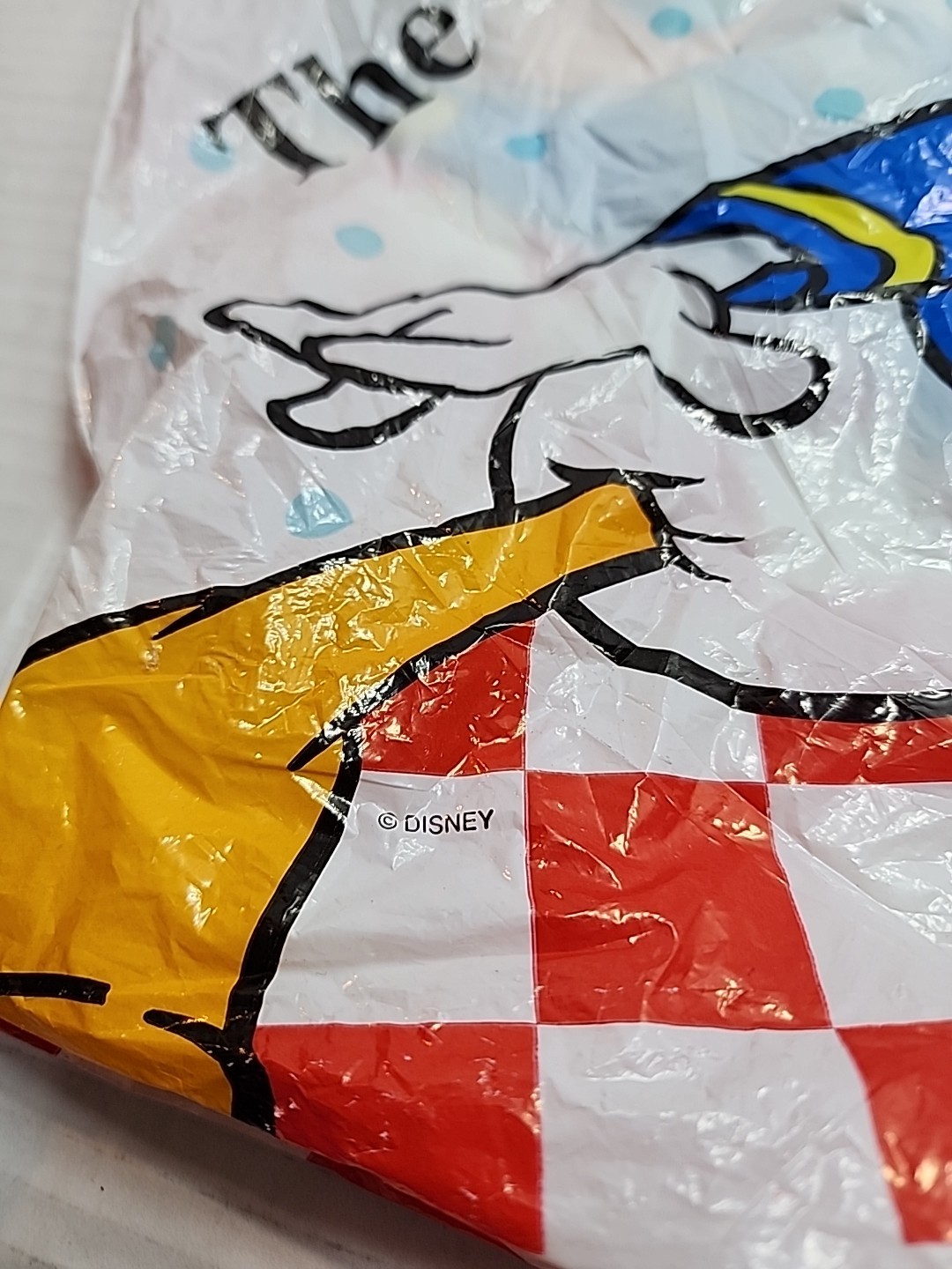 Vintage Plastic Carrier Bag Disney Store Donald Duck Cartoon 90s Collectible