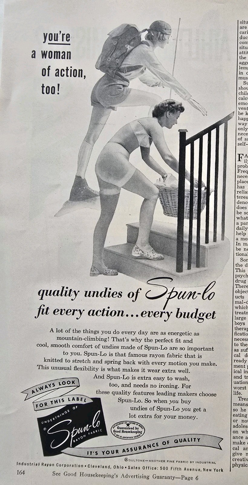 1947 Women’s Spun-lo Industrial Rayon Pantie Girdle Woman Of Action Vintage Ad