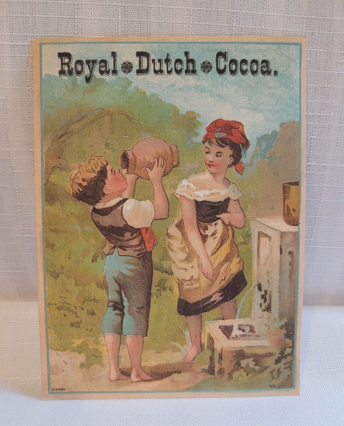 Royal Dutch Cocoa Trade Card 1883 Boston’s World Fair Highest Award, Boy & Girl