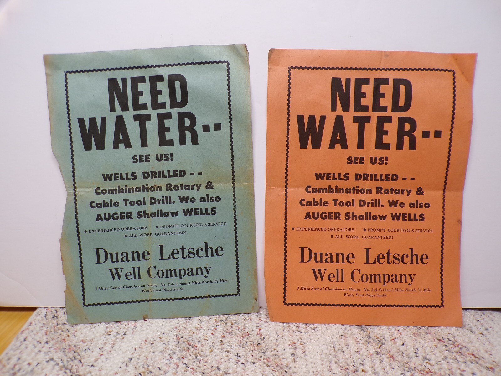 Need Water See Us Wells Drilled Advertising Posters Duane Letsche Cherokee Iowa