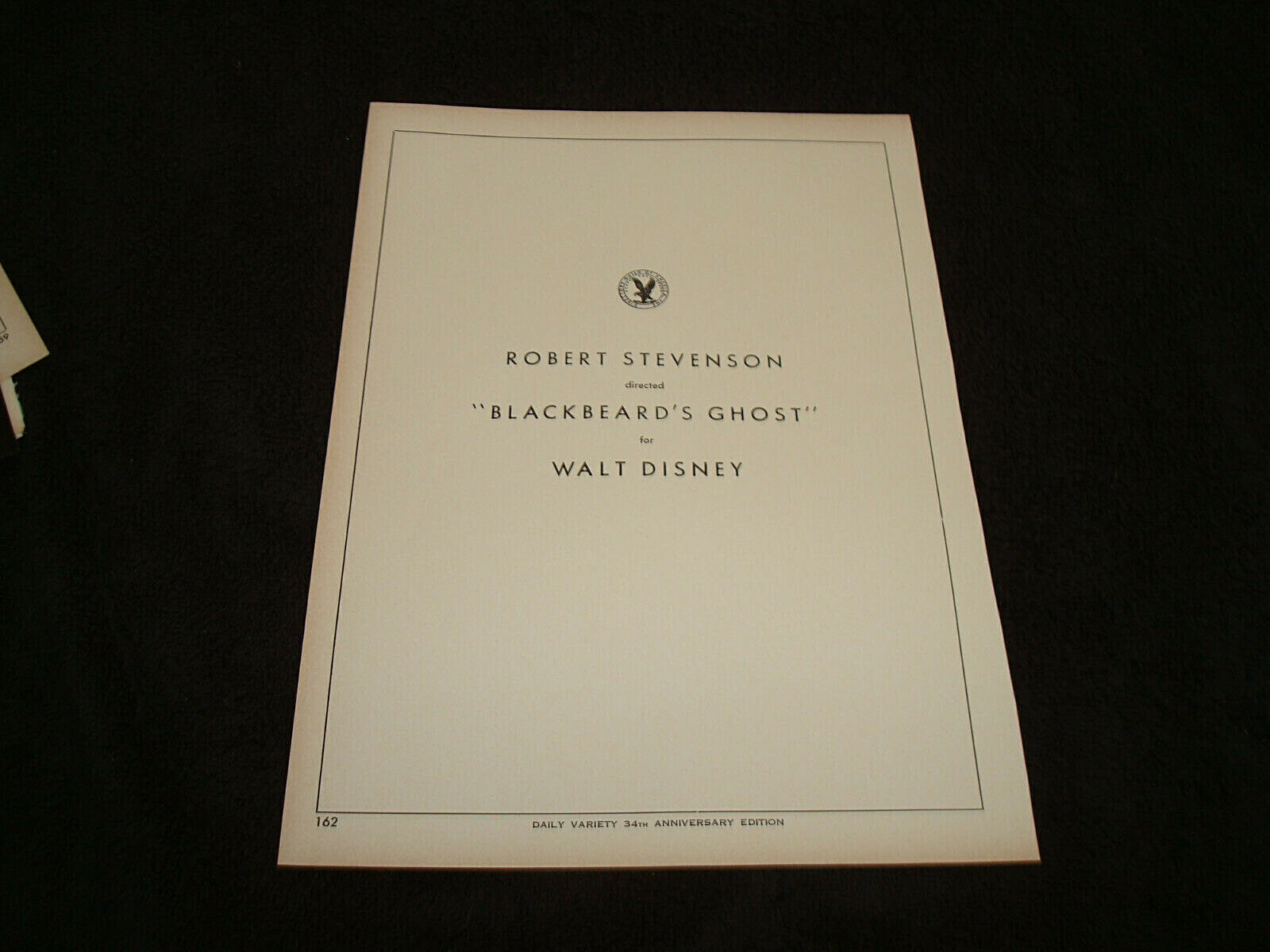 WALT DISNEY, BLACKBEARD’S GHOST directed by ROBERT STEVENSON ad & ARTHUR HILLER