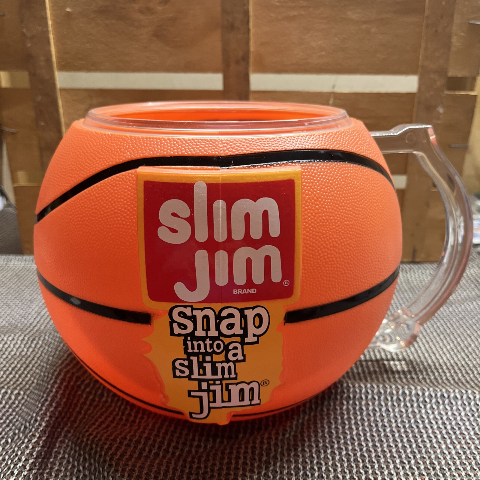 SLIM JIM LARGE PLASTIC BASKETBALL STORE DISPLAY CUP / MUG / BOWL 11″ x 9″ x 8″
